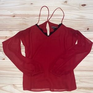 Express top with lace on neck line.